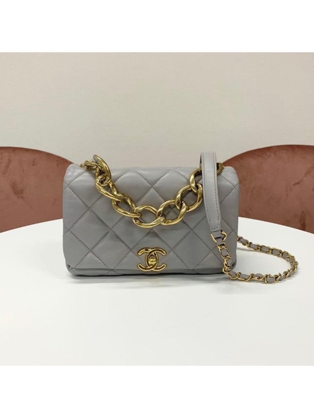 Chanel Mini Quilted Lambskin Turnlock Shoulder Bag